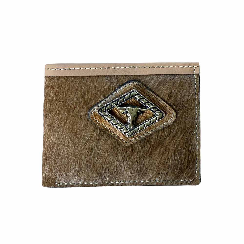 Cartera de Piel Café con Pelo de Res Café