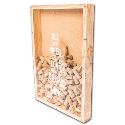 Caja Corchos Vino "All you need is Love and a bottle of Wine"