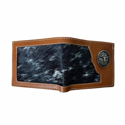 Cartera de Piel Café con Pelo de Res Negro