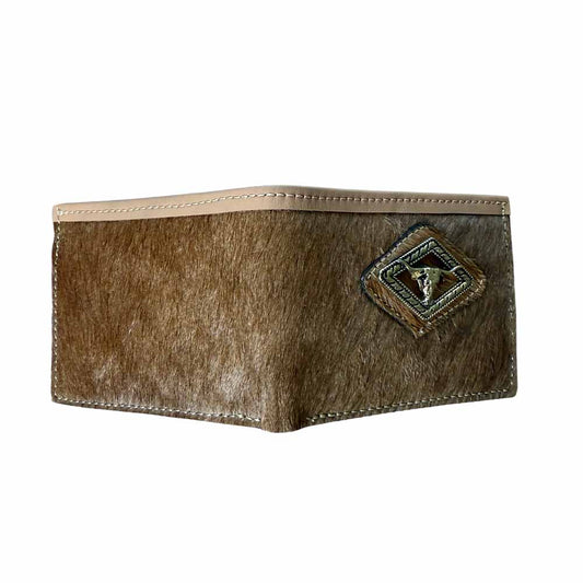 Cartera de Piel Café con Pelo de Res Café