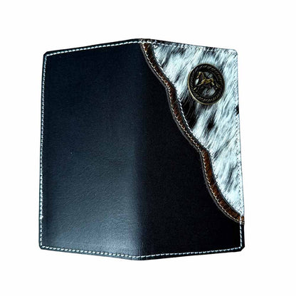 Cartera Vaquera Larga Negra con Pelo de Res