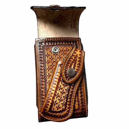 Funda para Celular con Porta Navaja Cincelada a Mano "Hat & Boots"