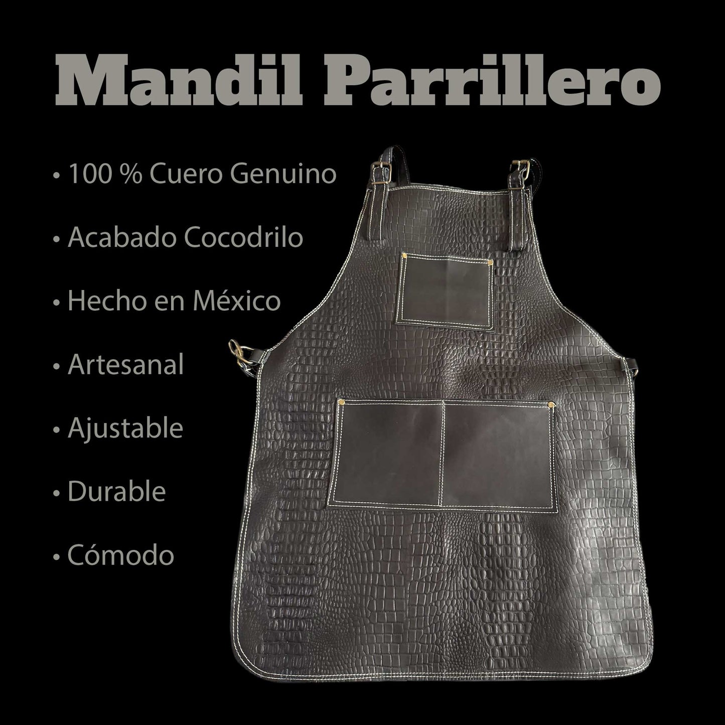 Mandil de Cuero "Black Caimán" Clásico