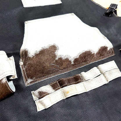 Mandil Parrillero "Black Charro" 100% Piel con Pelo de Res