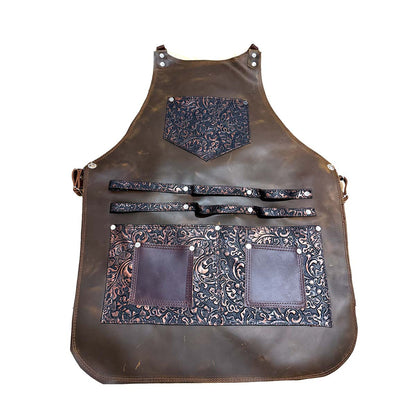 Mandil Parrillero "Flor Salvaje" 100% Piel