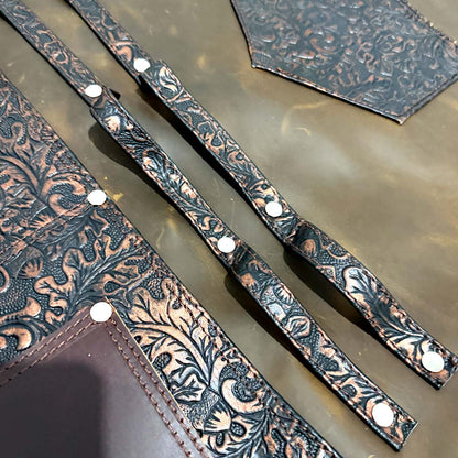 Mandil Parrillero "Flor Salvaje" 100% Piel